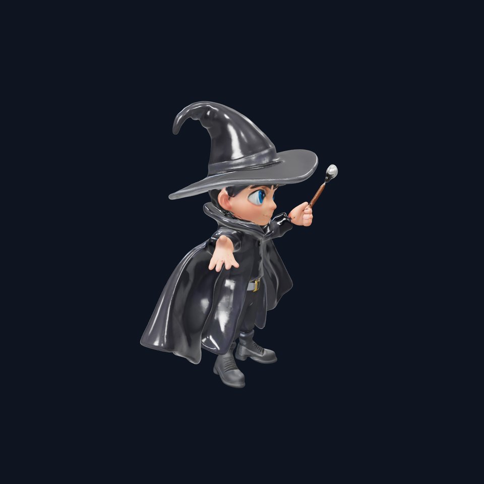 Young Wizard Character Model Rigged and Animated
